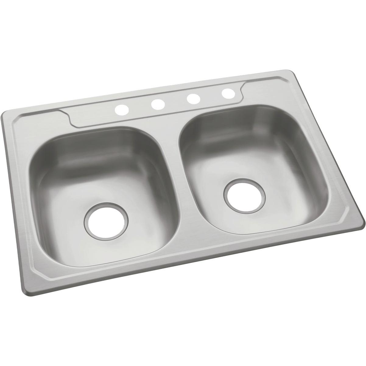 STERLING STAINLESS STEEL KITCHEN DOUBLE SINK 33X22X6 INCHES