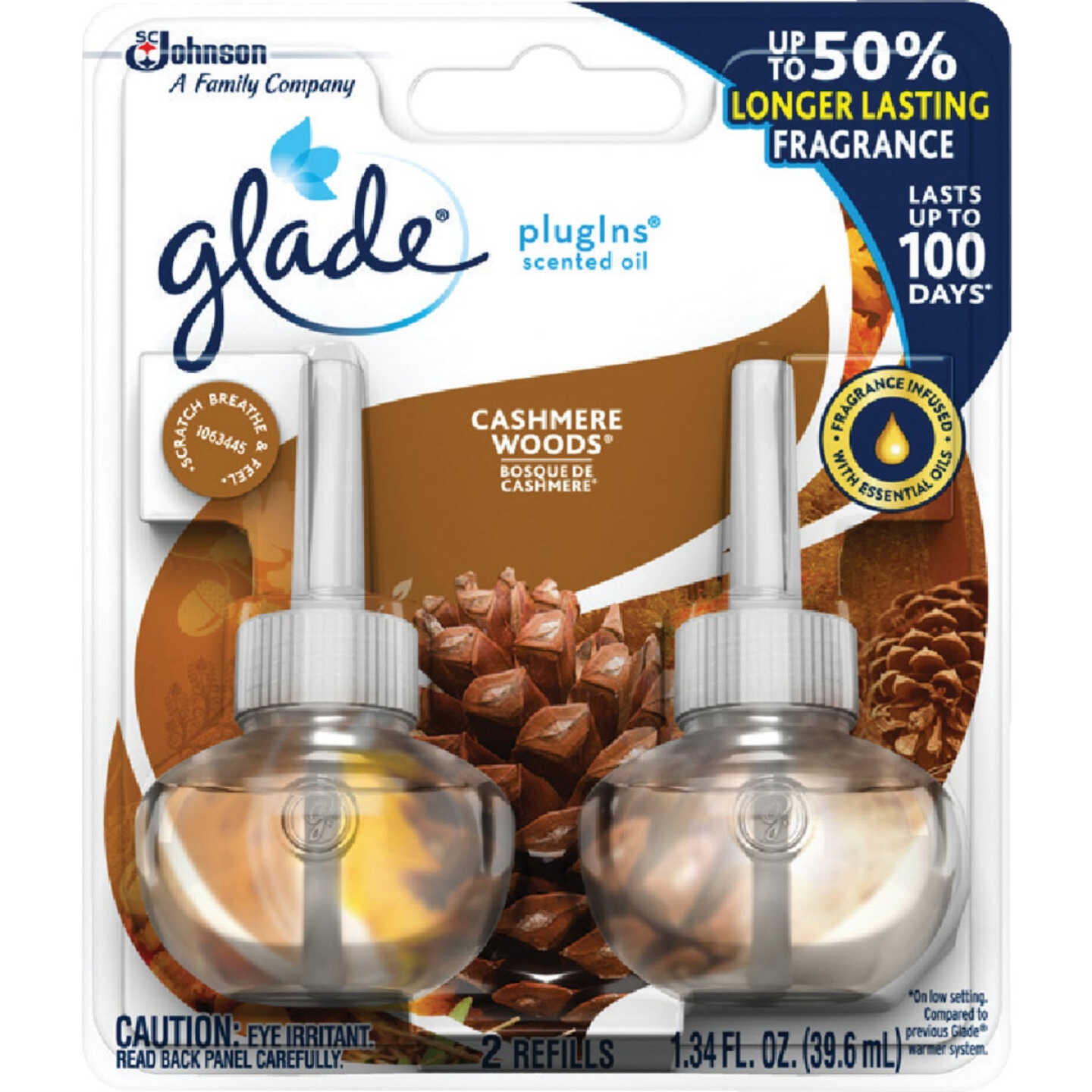 GLADE OIL SCENTED CASHMERE 2PK
