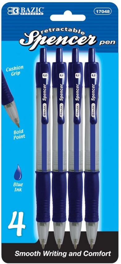 SPENCER BLUE RETRACTABLE PEN 4PK