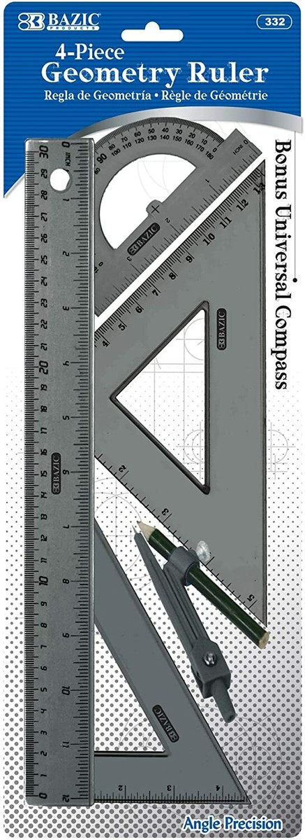 BAZIC 4PCE GEOMETRY RULER SET