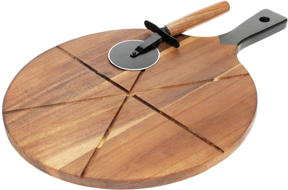 PIZZA CUTTINGBOARD SET ACACIA