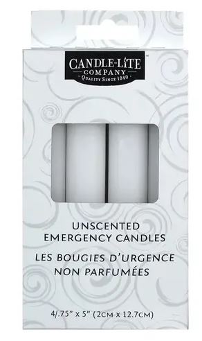 Candle-lite 3/4X5in White Emergency Candle, 4 Count