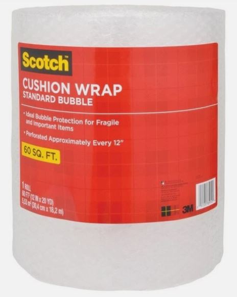 Scotch 7960 Cushion Wrap, 60 ft L, Clear, Nylon/Polyethylene