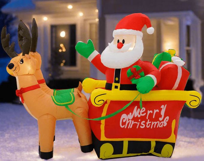 6FT LED SANTA SLEIGH W/REINDEER