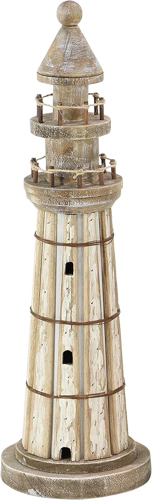 BROWN WOOD LIGHT HOUSE 2PCS