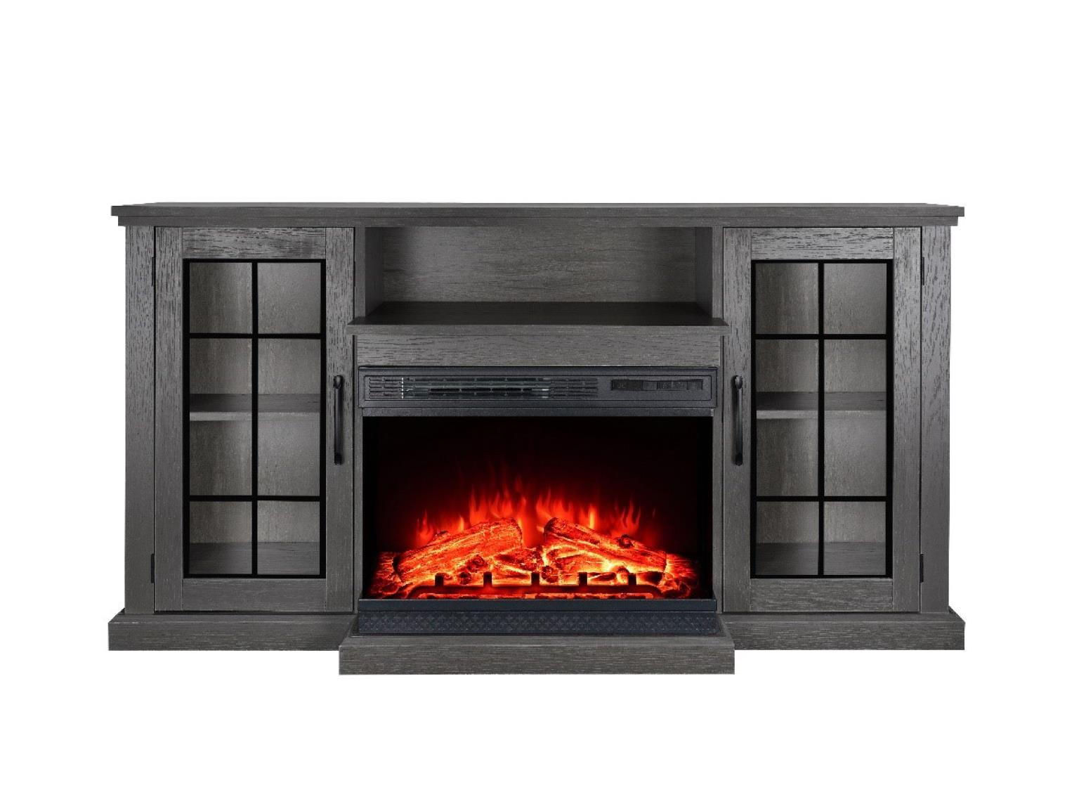 VITARA 75"TV STAND W/FIREPL CGRY