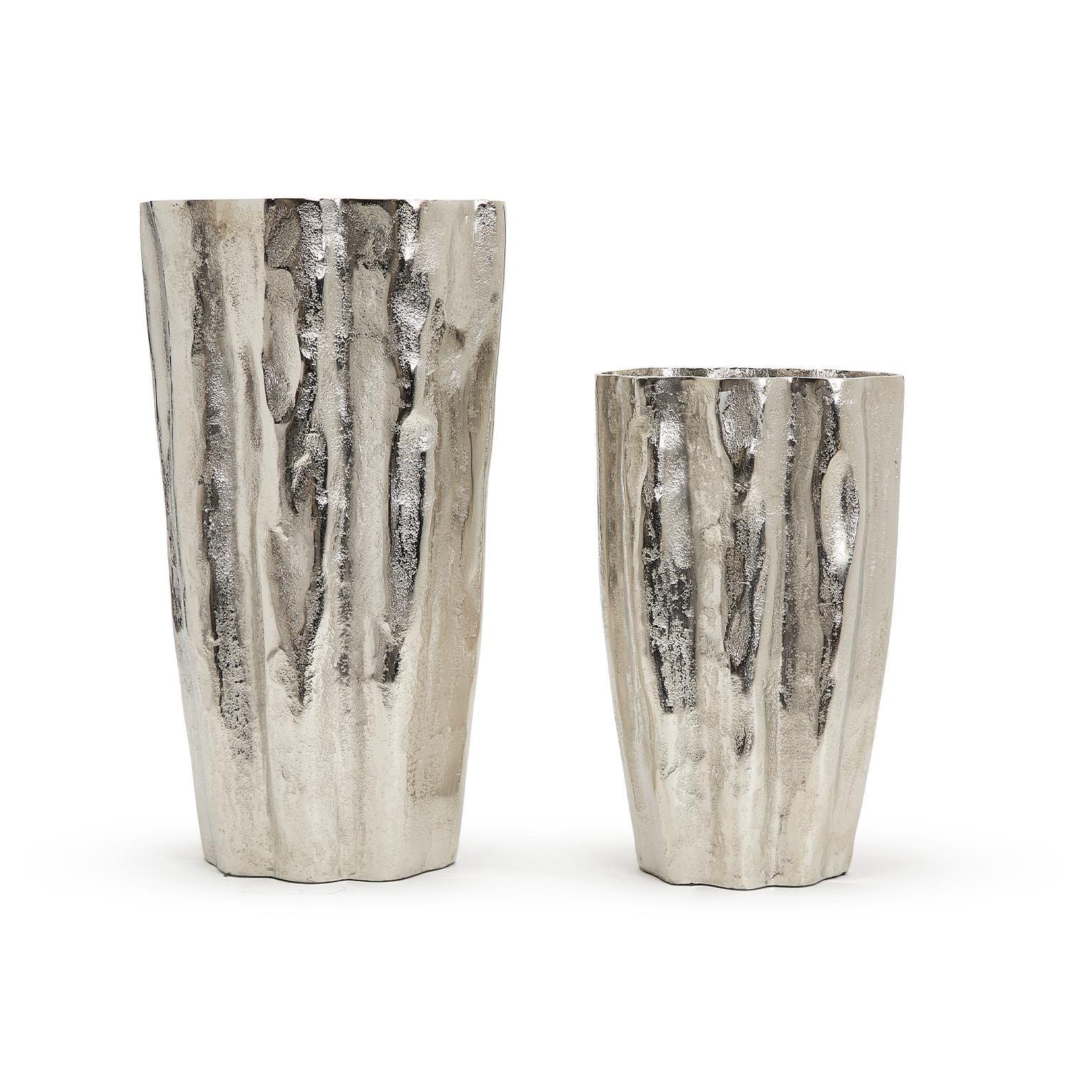 ALUM SILVER VASE 2PCS