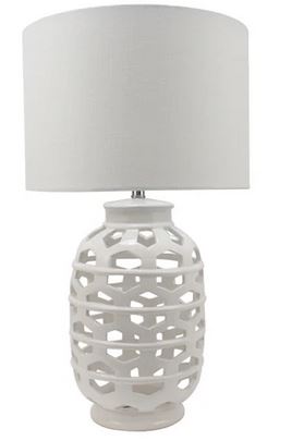 CERAMIC TABLE LAMP WH CUT OUT