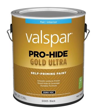 Pro-hide Gold Ultra Zero Voc Latex Flat Interior Wall Paint, Black, 1 Gallon