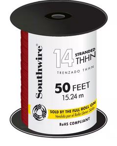 WIRE 14-19 SD CU THHN RED 50FT