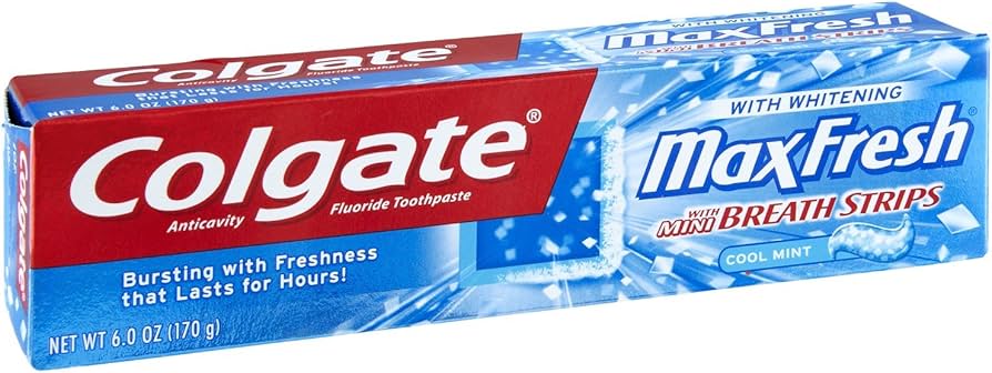 Colgate Max Fresh Toothpaste with Mini Breath Strips, Cool Mint - 6 oz