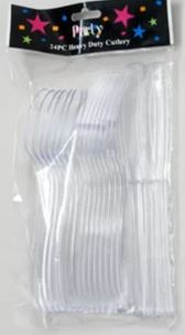 CUTLERY PLASTIC CLEAR 24CT
