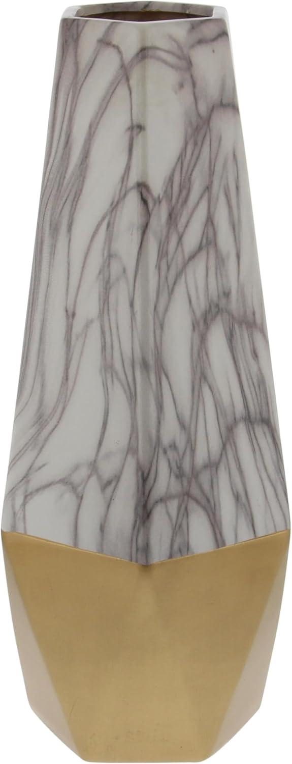Gold Ceramic Marble Deco Vase
