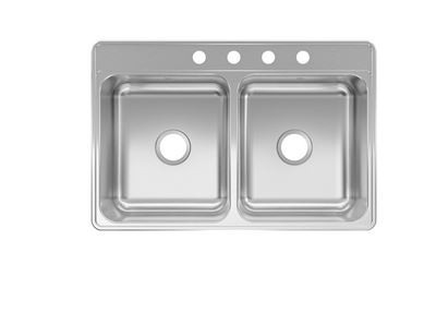 SINK DOUBLE BOWL SS 33X22X7IN