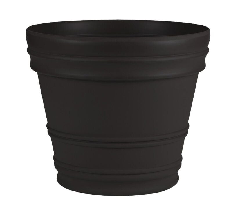 PLANTER ROLLED RIM BLACK 16"