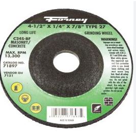 WHEEL GRIND MSNRY TYP27 4.5IN