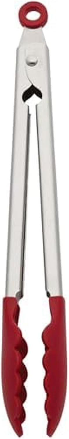 KA SILICONE TIPPED SS TONGS RED