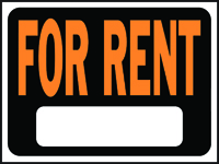 HY-KO Hy-Glo 3005 Identification Sign, Rectangular, FOR RENT, Fluorescent