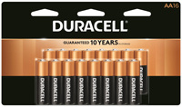 Duracell COPPERTOP MN1500 Series MN1500B16 Alkaline Battery, AA, Manganese
