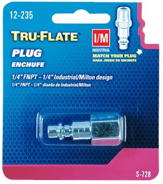 Tru-Flate 12-235 I/M-Style Plug, 1/4 in FNPT, Steel