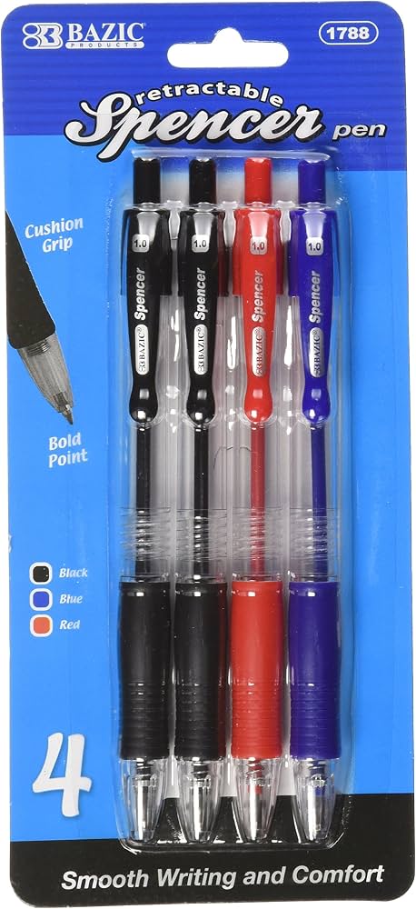 BAZIC SPNR RTRCT CLR PEN 5pk