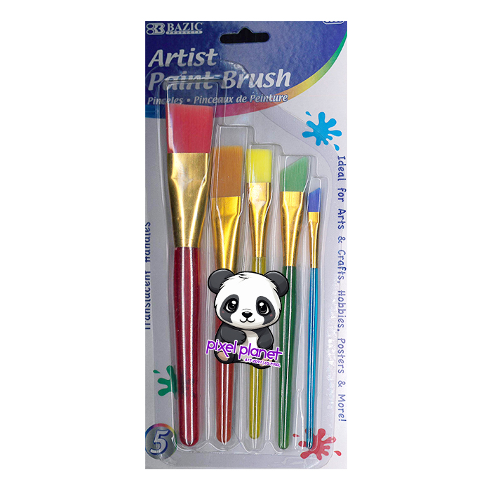 BAZIC PAINT BRUSH/TRNS HNDL 5PK