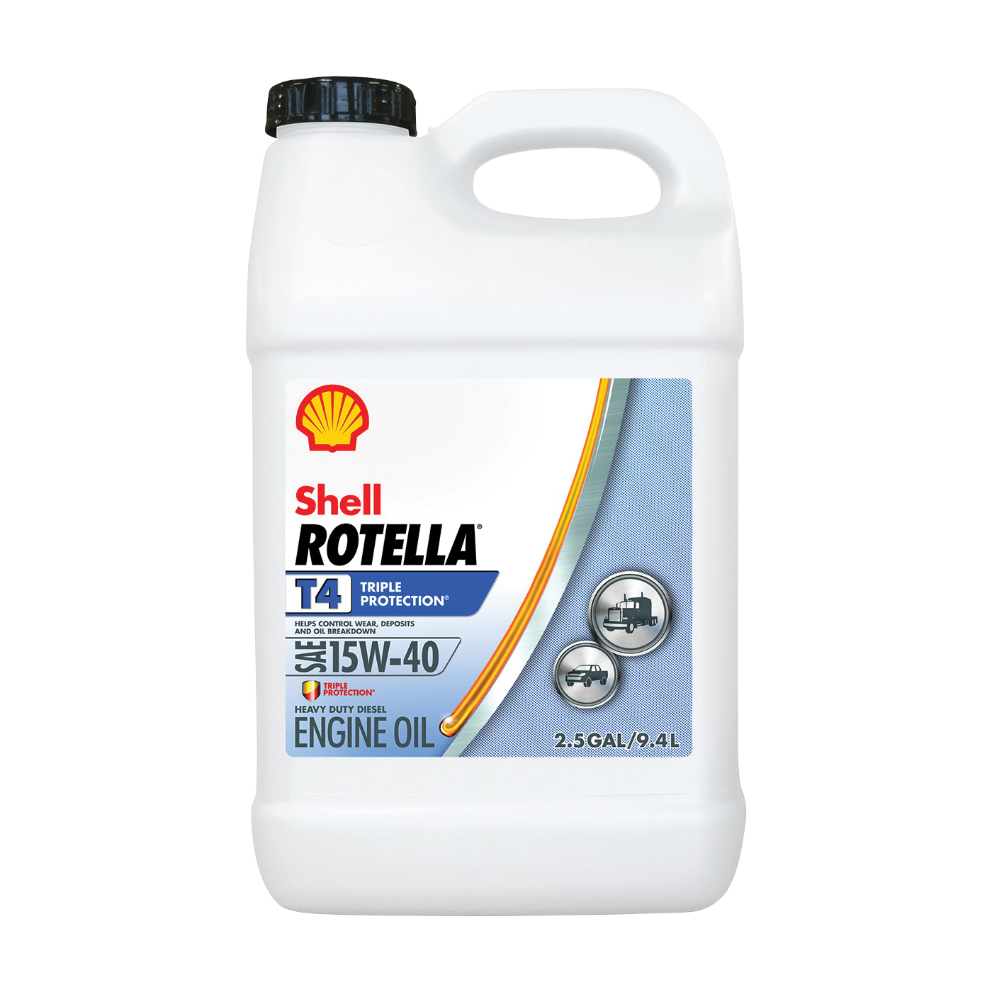 Shell Rotella T4 550045127 Engine Oil, 15W-40, 2.5 gal Jug