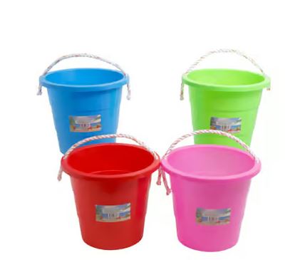 BEACH PAIL PLASTIC W/ROPE HANDLE