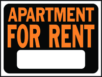 HY-KO Hy-Glo 3001 Identification Sign, Rectangular, APARTMENT FOR RENT,