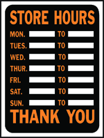 HY-KO Hy-Glo 3030 Identification Sign, Rectangular, STORE HOURS, Fluorescent