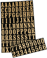 HY-KO MM-2 Packaged Number and Letter Set, 7/8 in H Character, Gold