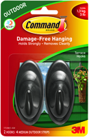Command 17086S-AW Terrace Hook, 3 lb Weight Capacity, Plastic, Slate