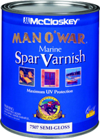 McCloskey Man O' War 7507 Marine Spar Varnish, Clear, Semi-Gloss, 1 qt Can
