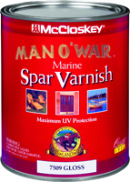 McCloskey Man O' War 7509 Marine Spar Varnish, Clear, Gloss, 1 qt Can