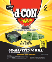 d-CON Corner Fit Refillable Mice Bait Station, Solid, Sweetish, Faint