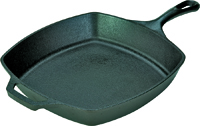 Lodge L8SQ3 Seasoned Skillet, 10-1/2 in Dia, Iron, Black