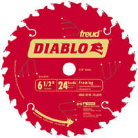 Diablo D0624X Circular Saw Blade, 6-1/2 in Dia, Carbide Cutting Edge, 5/8 in