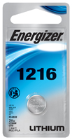 Energizer ECR1216BP Coin Cell Battery, CR1216 Battery, Lithium, Manganese