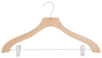 Simple Spaces 2 Clip Heavy Duty Clothes Hanger, Wood, Natural