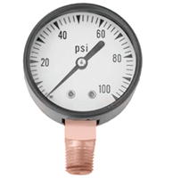 Simmons 1305 Pressure Gauge, MPT, 2 in Dial, Steel Gauge Case