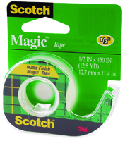Scotch Magic 104 Permanent, Single-Sided Office Tape, 450 in L, 1/2 in W,