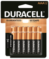 Duracell MN2400B12 Alkaline Battery, AAA, Manganese Dioxide, 1.5 V