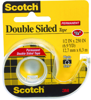 Scotch 136 Double-Sided, Permanent Office Tape, 250 in L, 1/2 in W, Acrylate
