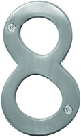 HY-KO Prestige BR-43SN/8 House Number, Character 8, 4 in H Character, Nickel
