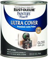 RUST-OLEUM PAINTER'S Touch 1986502 Brush-On Paint, Gloss, Dark Gray, 1 qt