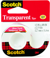 Scotch 144 Office Tape, 450 in L, 1/2 in W, Acrylate Adhesive, Acetate