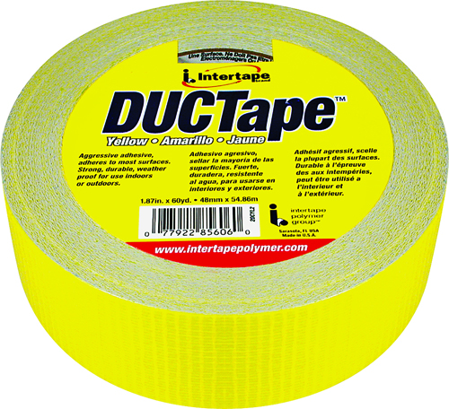 IPG 20C-Y2 Utility-Grade Duct Tape, 60 yd L, 1.88 in W, Rubber Adhesive,
