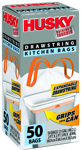 Departments - HUSKY HK13XDSE050W-X1 Kitchen Trash Bags, 13 gal Capacity ...