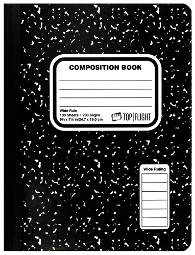 TOP FLIGHT MB100 Series 4511923 Marbled Composition Book, 100-Sheet, Sewn