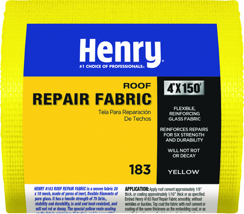 Henry 183 Series HE183195 Roof Repair Fabric, 150 ft L, 4 in W, Fiberglass,